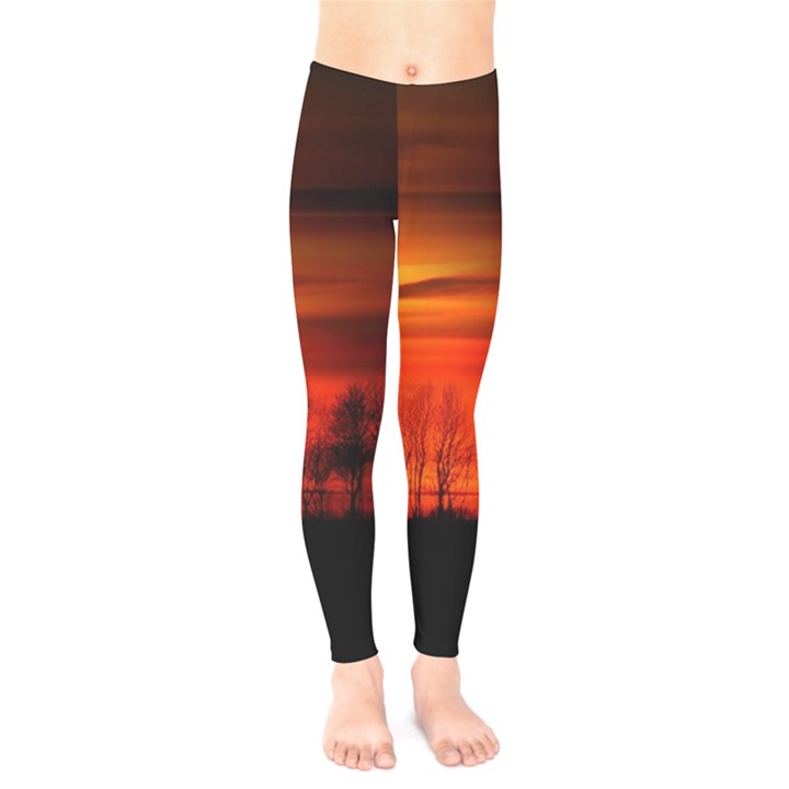 Tree Series Sun Orange Sunset Kids  Legging