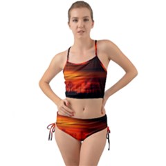 Tree Series Sun Orange Sunset Mini Tank Bikini Set by BangZart