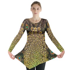 Peacock Feathers Wheel Plumage Long Sleeve Tunic  by BangZart