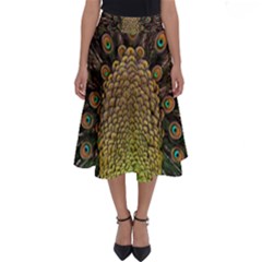 Peacock Feathers Wheel Plumage Perfect Length Midi Skirt