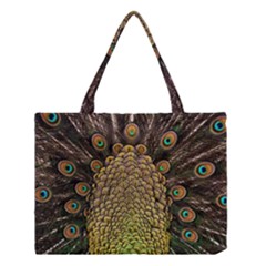 Peacock Feathers Wheel Plumage Medium Tote Bag by BangZart