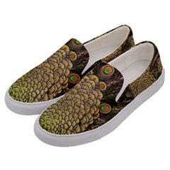 Peacock Feathers Wheel Plumage Men s Canvas Slip Ons