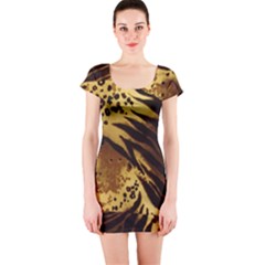 Pattern Tiger Stripes Print Animal Short Sleeve Bodycon Dress by BangZart