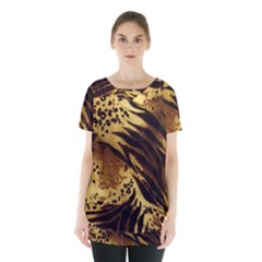 Pattern Tiger Stripes Print Animal Skirt Hem Sports Top by BangZart