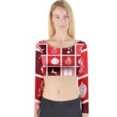 Christmas Map Innovative Modern Long Sleeve Crop Top by BangZart