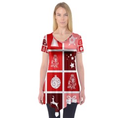 Christmas Map Innovative Modern Short Sleeve Tunic  by BangZart