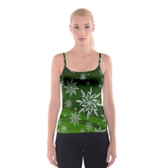 Christmas Star Ice Crystal Green Background Spaghetti Strap Top by BangZart