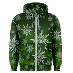 Christmas Star Ice Crystal Green Background Men s Zipper Hoodie by BangZart