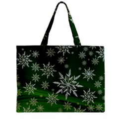 Christmas Star Ice Crystal Green Background Zipper Mini Tote Bag by BangZart