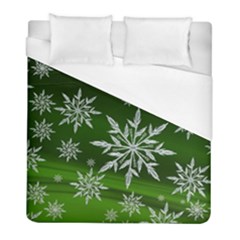 Christmas Star Ice Crystal Green Background Duvet Cover (full/ Double Size) by BangZart