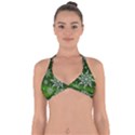 Christmas Star Ice Crystal Green Background Halter Neck Bikini Top View1