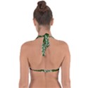 Christmas Star Ice Crystal Green Background Halter Neck Bikini Top View2