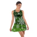 Christmas Star Ice Crystal Green Background Cotton Racerback Dress View1