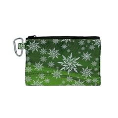 Christmas Star Ice Crystal Green Background Canvas Cosmetic Bag (small) by BangZart