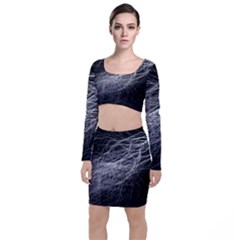 Flash Black Thunderstorm Long Sleeve Crop Top & Bodycon Skirt Set