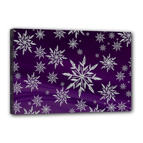 Christmas Star Ice Crystal Purple Background Canvas 18  X 12 