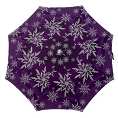 Christmas Star Ice Crystal Purple Background Straight Umbrellas by BangZart