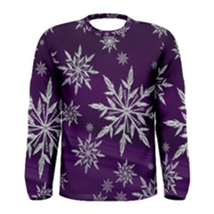 Christmas Star Ice Crystal Purple Background Men s Long Sleeve Tee by BangZart