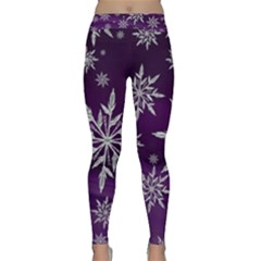 Christmas Star Ice Crystal Purple Background Classic Yoga Leggings by BangZart