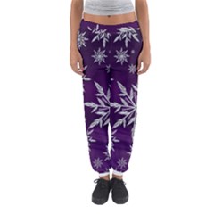 Christmas Star Ice Crystal Purple Background Women s Jogger Sweatpants by BangZart