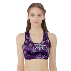 Christmas Star Ice Crystal Purple Background Sports Bra With Border by BangZart