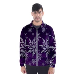 Christmas Star Ice Crystal Purple Background Wind Breaker (men) by BangZart