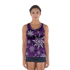 Christmas Star Ice Crystal Purple Background Sport Tank Top  by BangZart