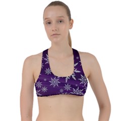 Christmas Star Ice Crystal Purple Background Criss Cross Racerback Sports Bra by BangZart