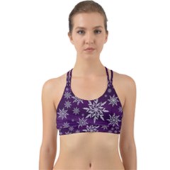 Christmas Star Ice Crystal Purple Background Back Web Sports Bra by BangZart