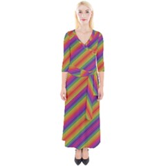 Spectrum Psychedelic Quarter Sleeve Wrap Maxi Dress