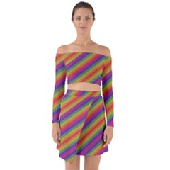 Spectrum Psychedelic Off Shoulder Top With Skirt Set