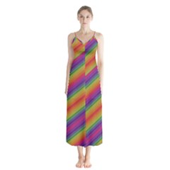 Spectrum Psychedelic Button Up Chiffon Maxi Dress by BangZart