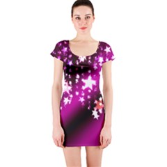 Background Christmas Star Advent Short Sleeve Bodycon Dress by BangZart