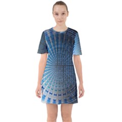 Data Computer Internet Online Sixties Short Sleeve Mini Dress