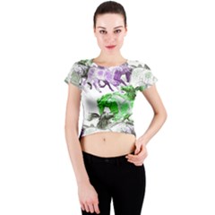 Horse Horses Animal World Green Crew Neck Crop Top by BangZart