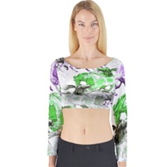 Horse Horses Animal World Green Long Sleeve Crop Top by BangZart