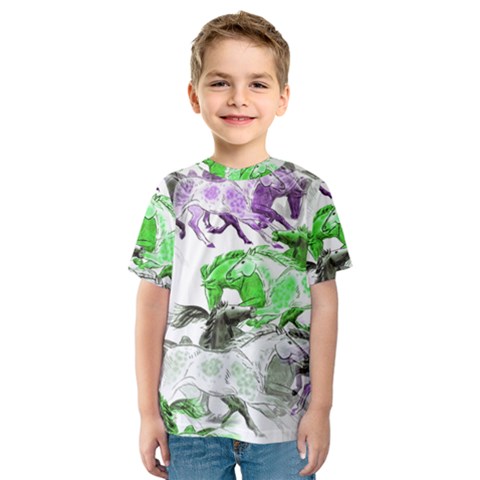 Horse Horses Animal World Green Kids  Sport Mesh Tee by BangZart