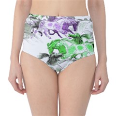 Horse Horses Animal World Green High-waist Bikini Bottoms by BangZart