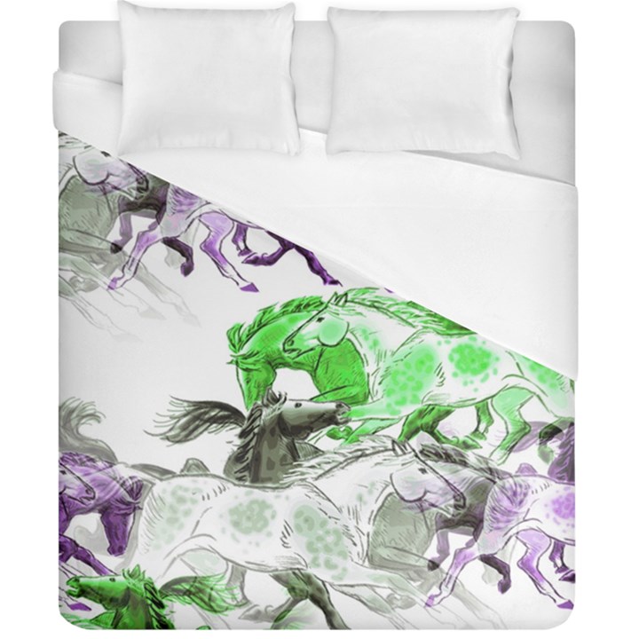 Horse Horses Animal World Green Duvet Cover (California King Size)