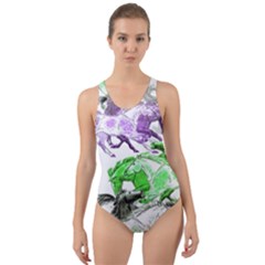 Horse Horses Animal World Green Cut-out Back One Piece Swimsuit