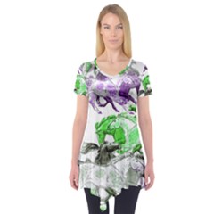 Horse Horses Animal World Green Short Sleeve Tunic  by BangZart