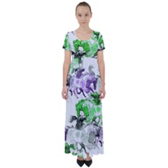 Horse Horses Animal World Green High Waist Short Sleeve Maxi Dress