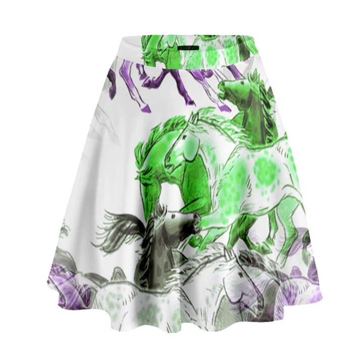 Horse Horses Animal World Green High Waist Skirt