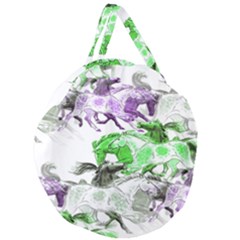 Horse Horses Animal World Green Giant Round Zipper Tote by BangZart