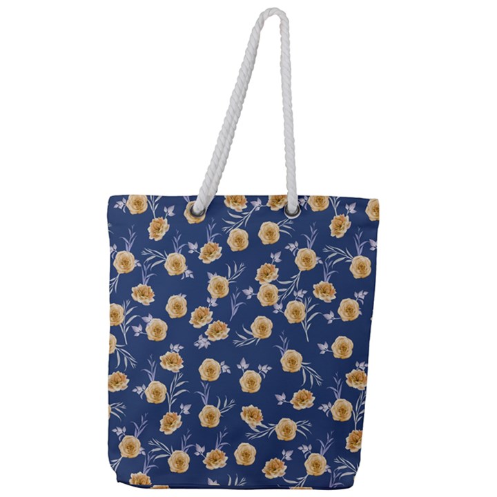 Golden Roses Full Print Rope Handle Tote (Large)