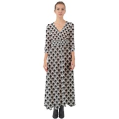 Geometric Scales Pattern Button Up Boho Maxi Dress