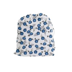 Blue Roses Drawstring Pouches (large)  by jumpercat