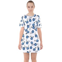 Blue Roses Sixties Short Sleeve Mini Dress