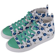 Blue Roses Women s Mid-top Canvas Sneakers