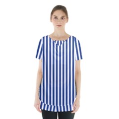 Blue Stripes Skirt Hem Sports Top